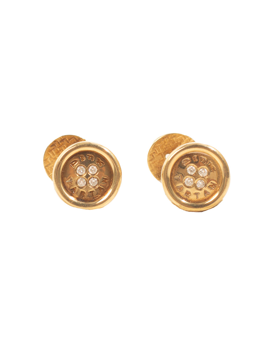 Button Cufflinks - 14k Gold with Diamonds