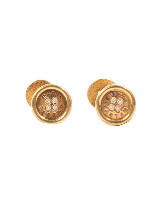 Button Cufflinks - 14k Gold with Diamonds