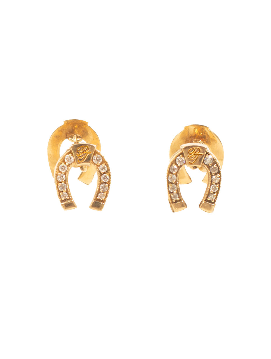 Horseshoe Cufflinks - 14k Gold with Diamonds