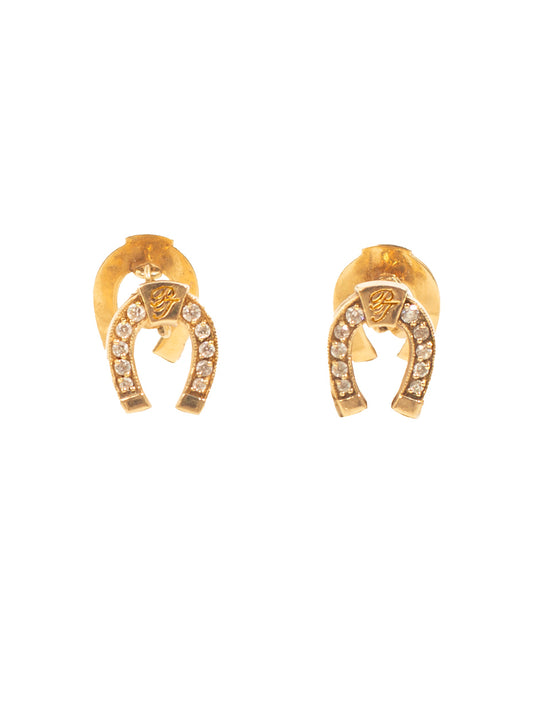 Horseshoe Cufflinks - 14k Gold with Diamonds