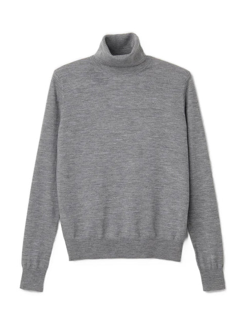 Stretch Merino Turtleneck - Grey