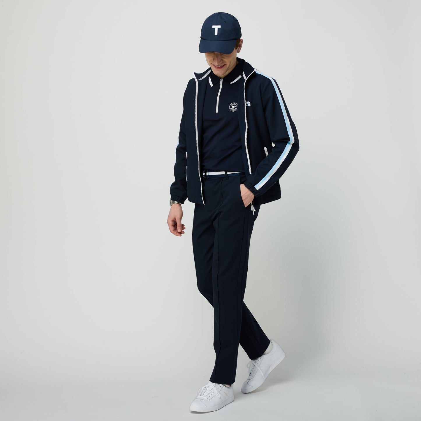Ribbon Track Jacket - Navy/White