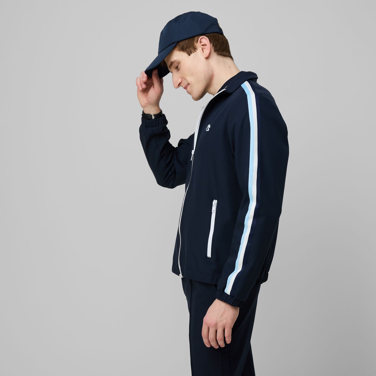Ribbon Track Jacket - Navy/White