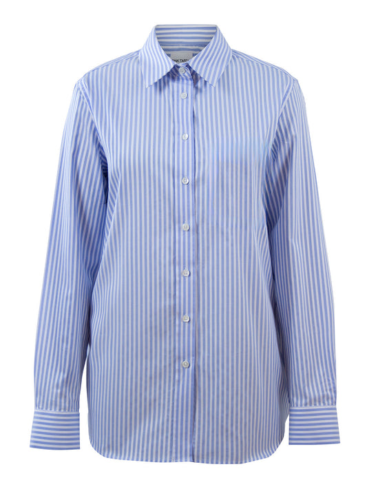 Boyfriend Shirt - Blue Herringbone