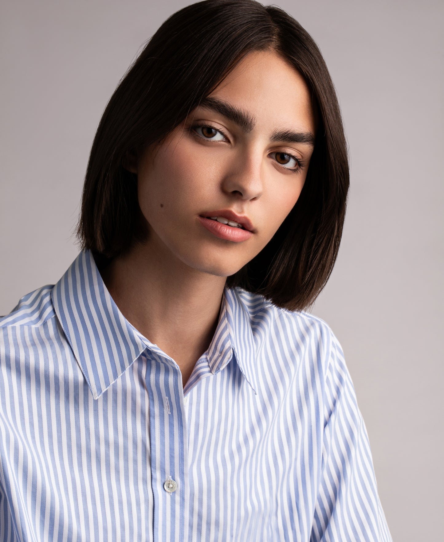 Boyfriend Shirt - Blue Herringbone