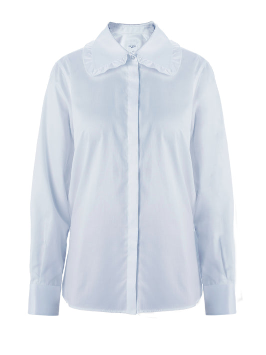 Ruffle Collar Shirt - Blue