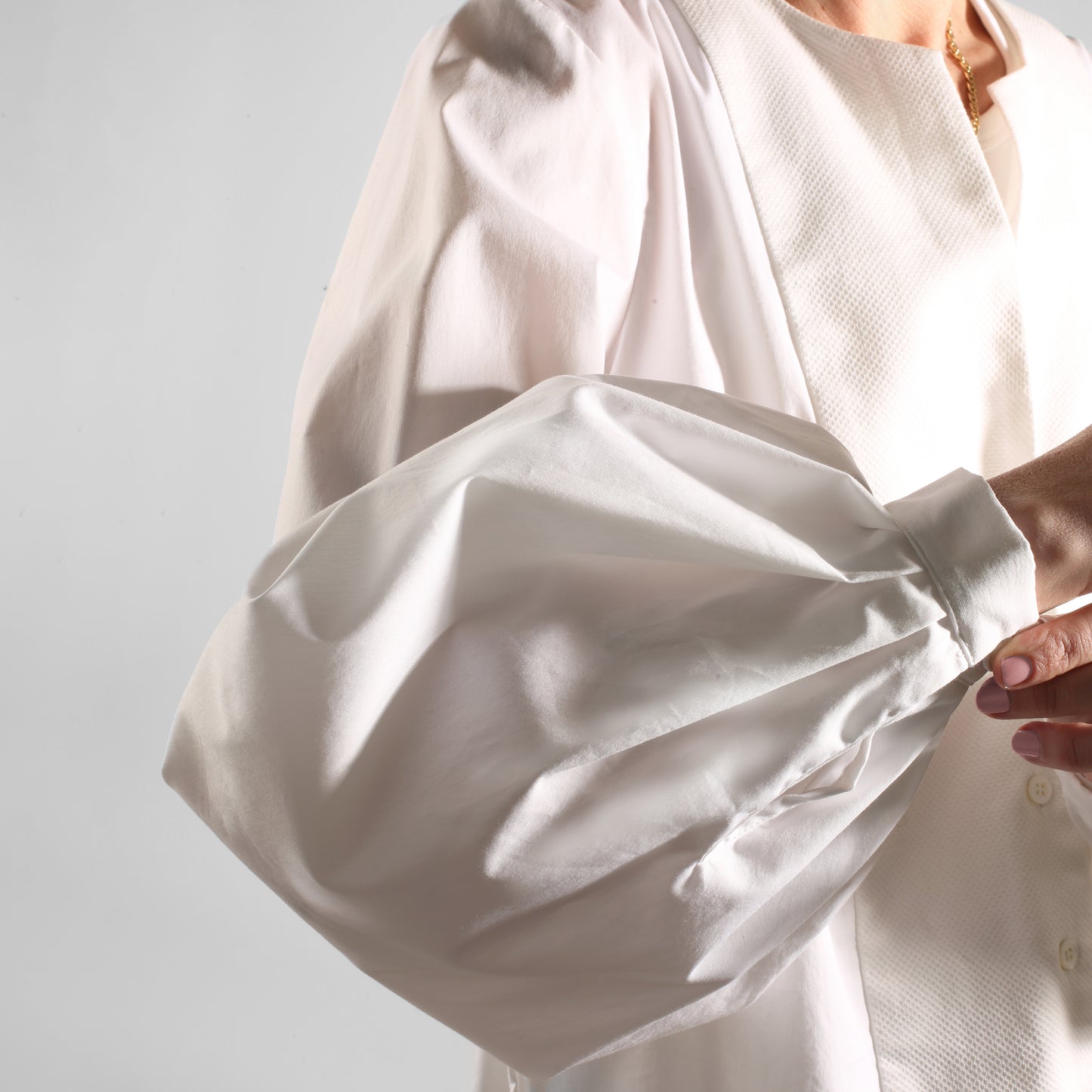 Poet Sleeve Shirt - Cream/White