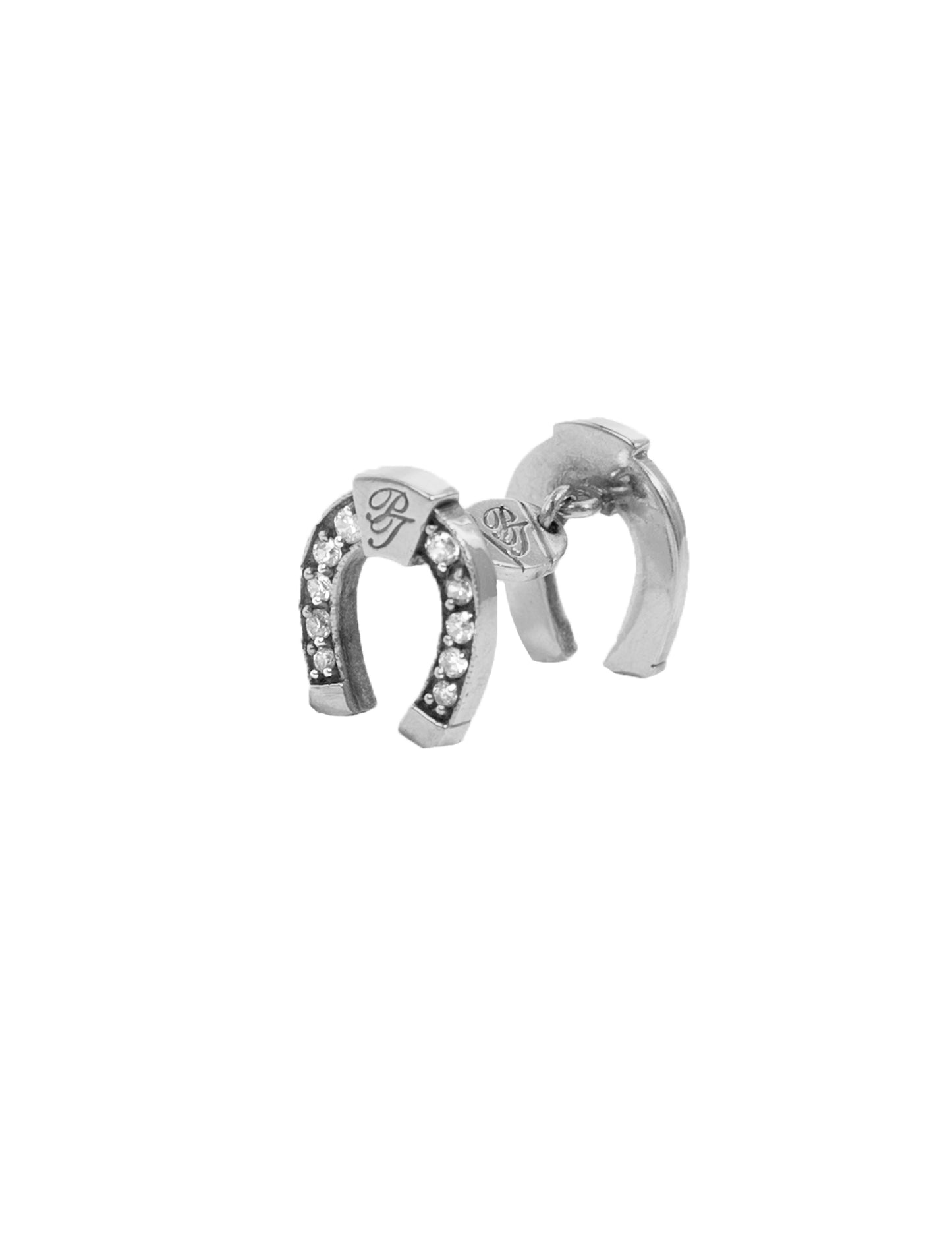 Horseshoe Cufflinks - 14k White Gold with Diamonds