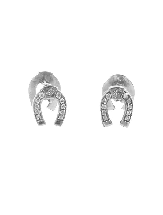 Horseshoe Cufflinks - 14k White Gold with Diamonds