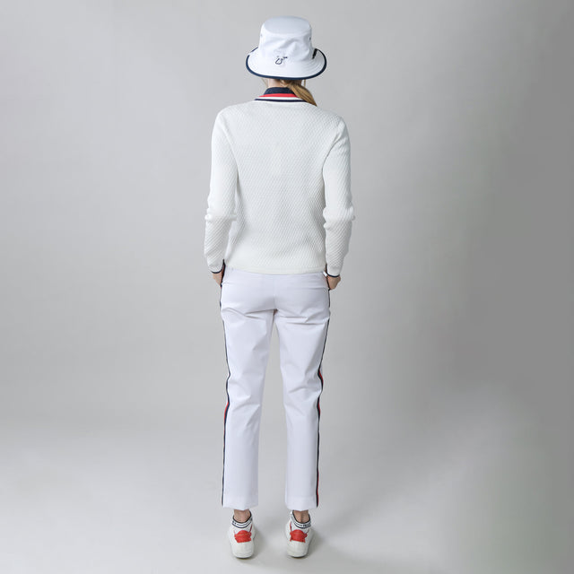 Contrast Bar Stripe Cardigan - White