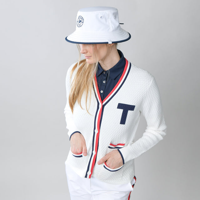 Contrast Bar Stripe Cardigan - White