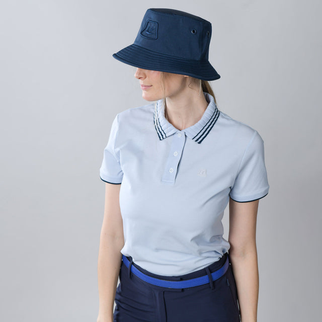 Pleated Collar Polo - Light Blue