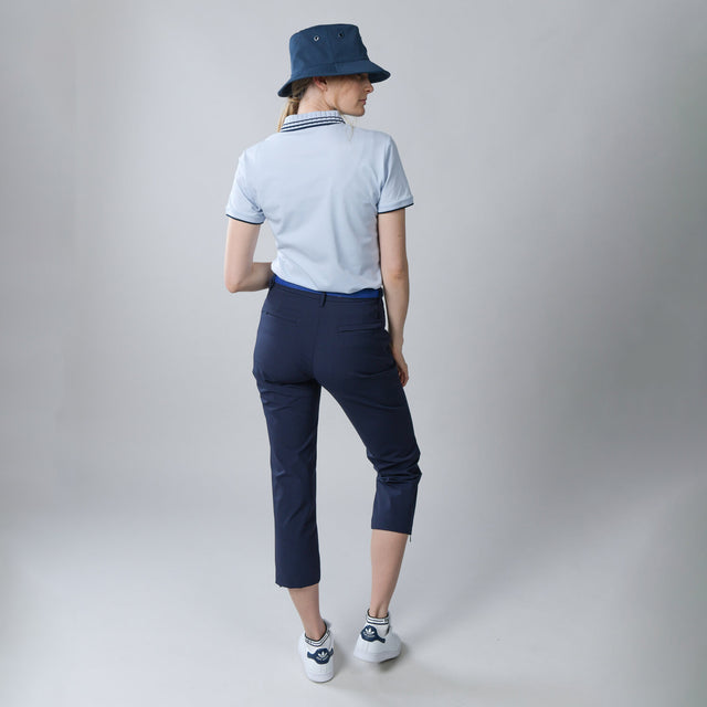Pleated Collar Polo - Light Blue
