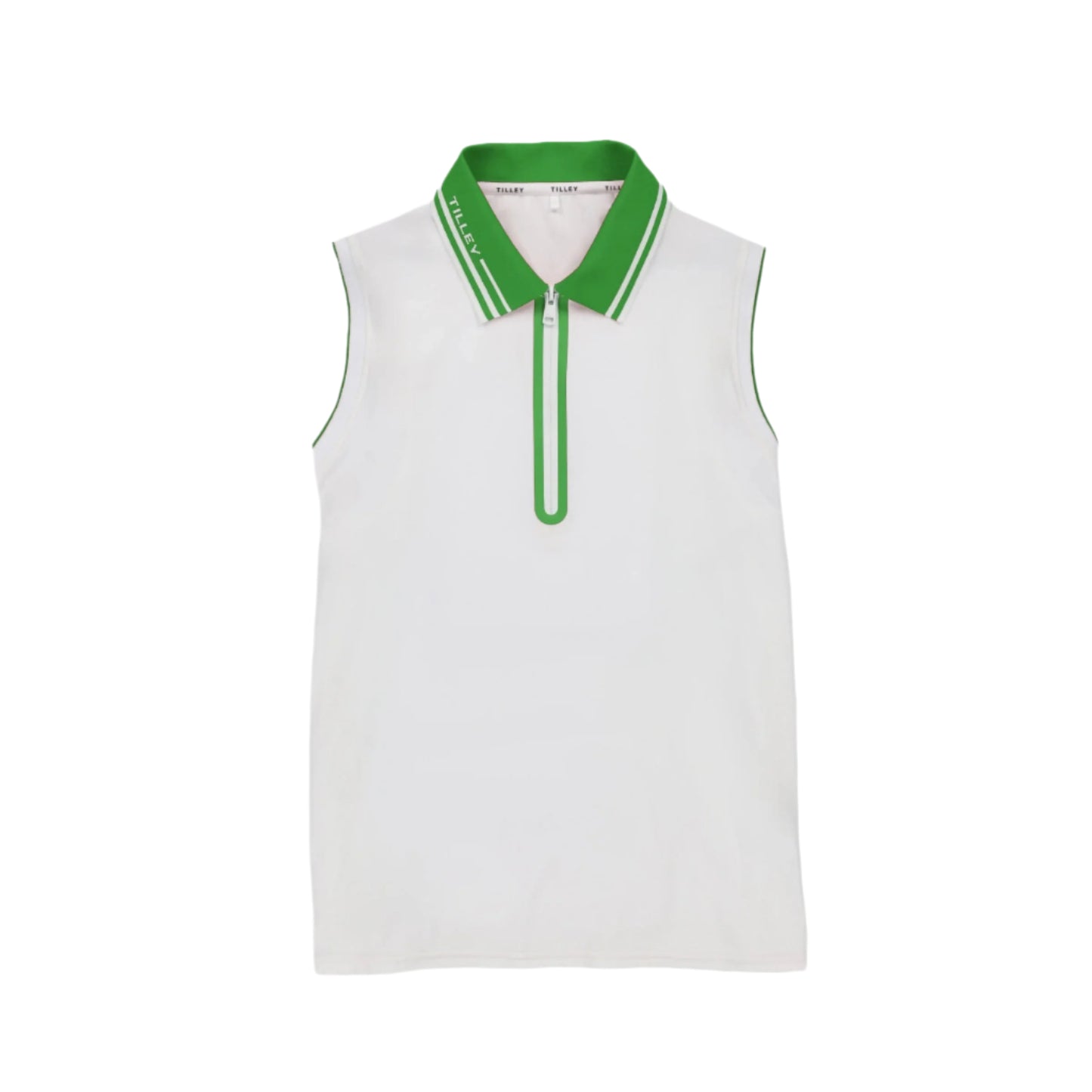Tech Jersey Sleeveless Zip Polo - White/Sport Green