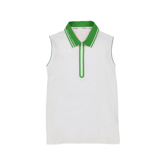 Tech Jersey Sleeveless Zip Polo - White/Sport Green