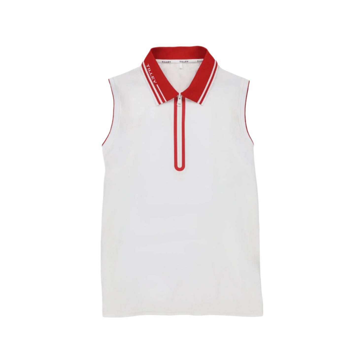 Tech Jersey Sleeveless Zip Polo - White/Sport Red