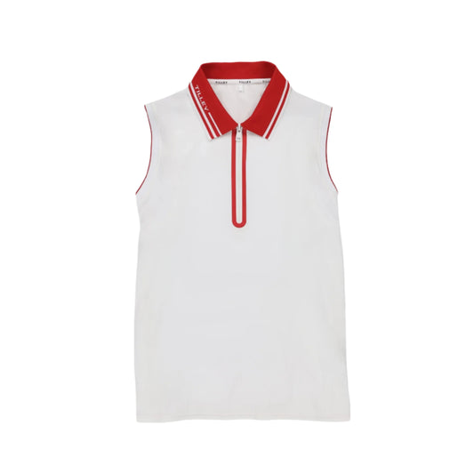 Tech Jersey Sleeveless Zip Polo - White/Sport Red