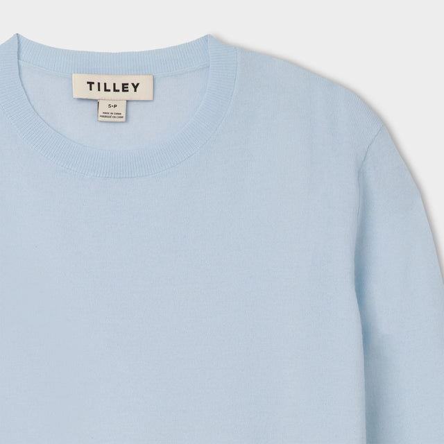 Stretch Merino Crewneck - Blue