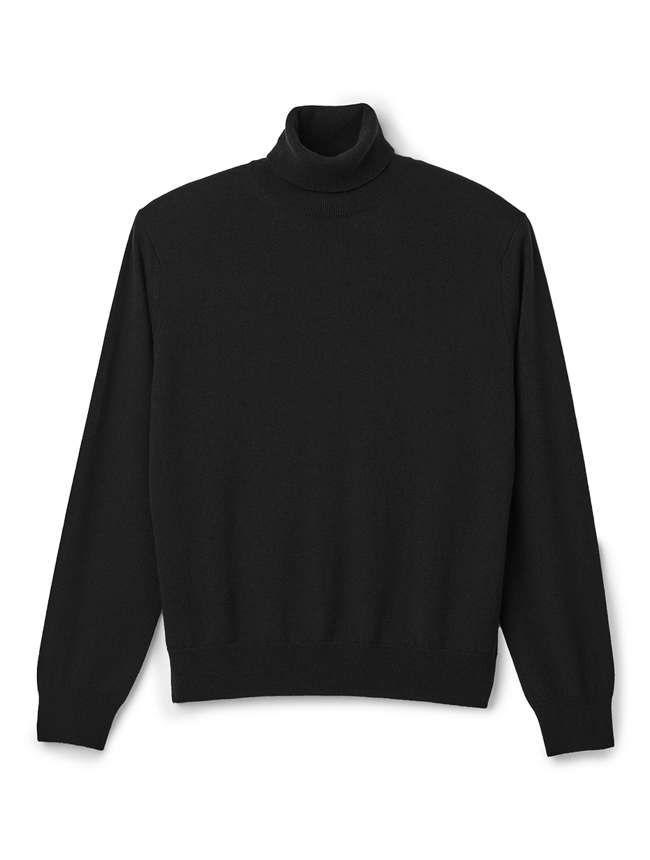 Stretch Merino Turtleneck - Black