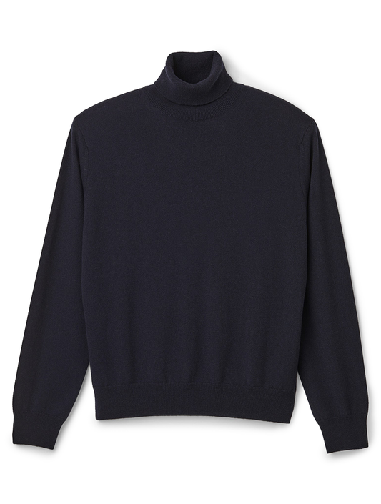 Stretch Merino Turtleneck - Navy