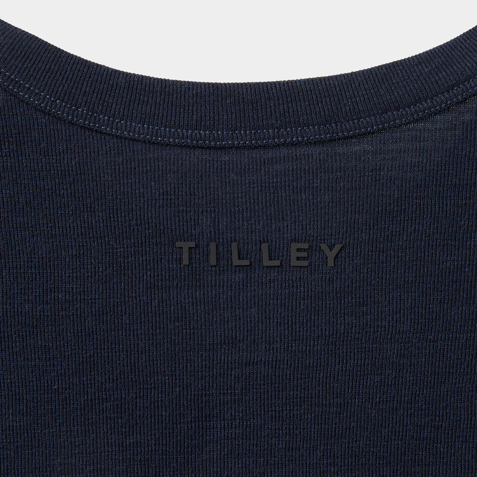Merino Rib Fitted Tee - Navy