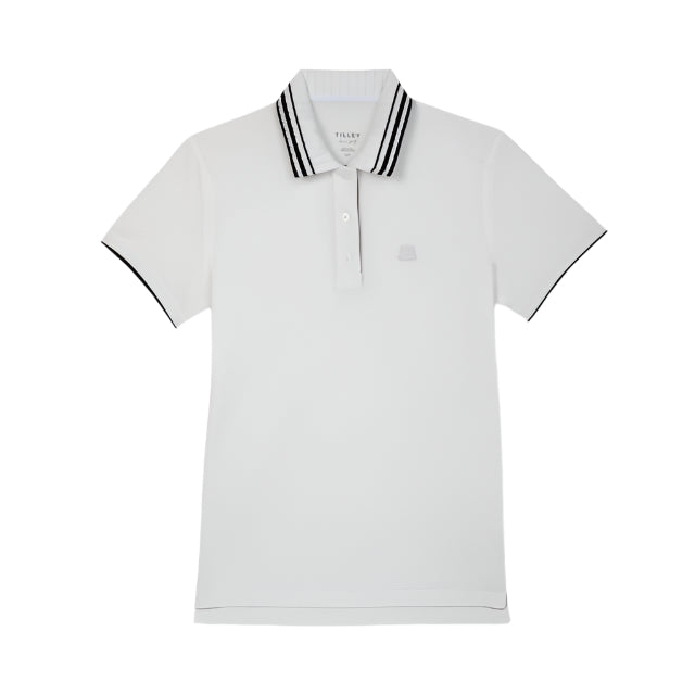 Pleated Collar Polo - White/Navy