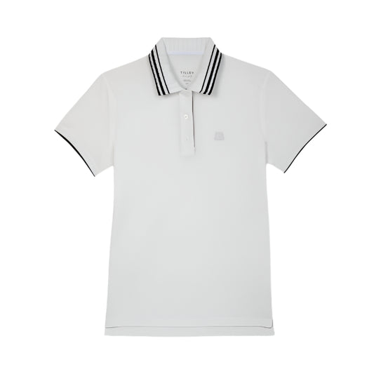 Pleated Collar Polo - White/Navy