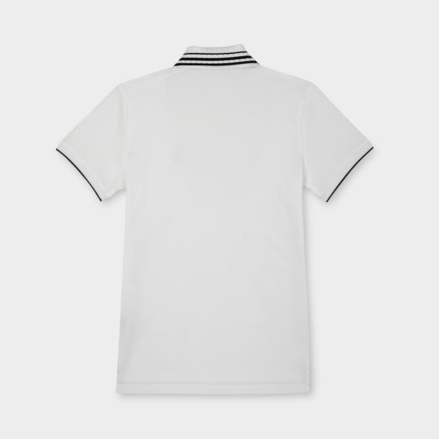 Pleated Collar Polo - White/Navy
