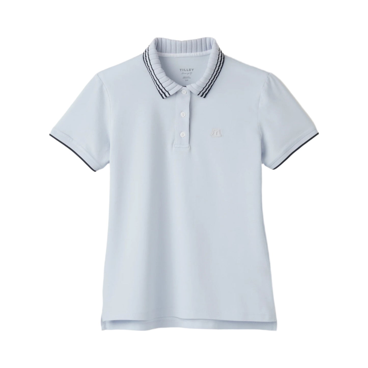 Pleated Collar Polo - Light Blue