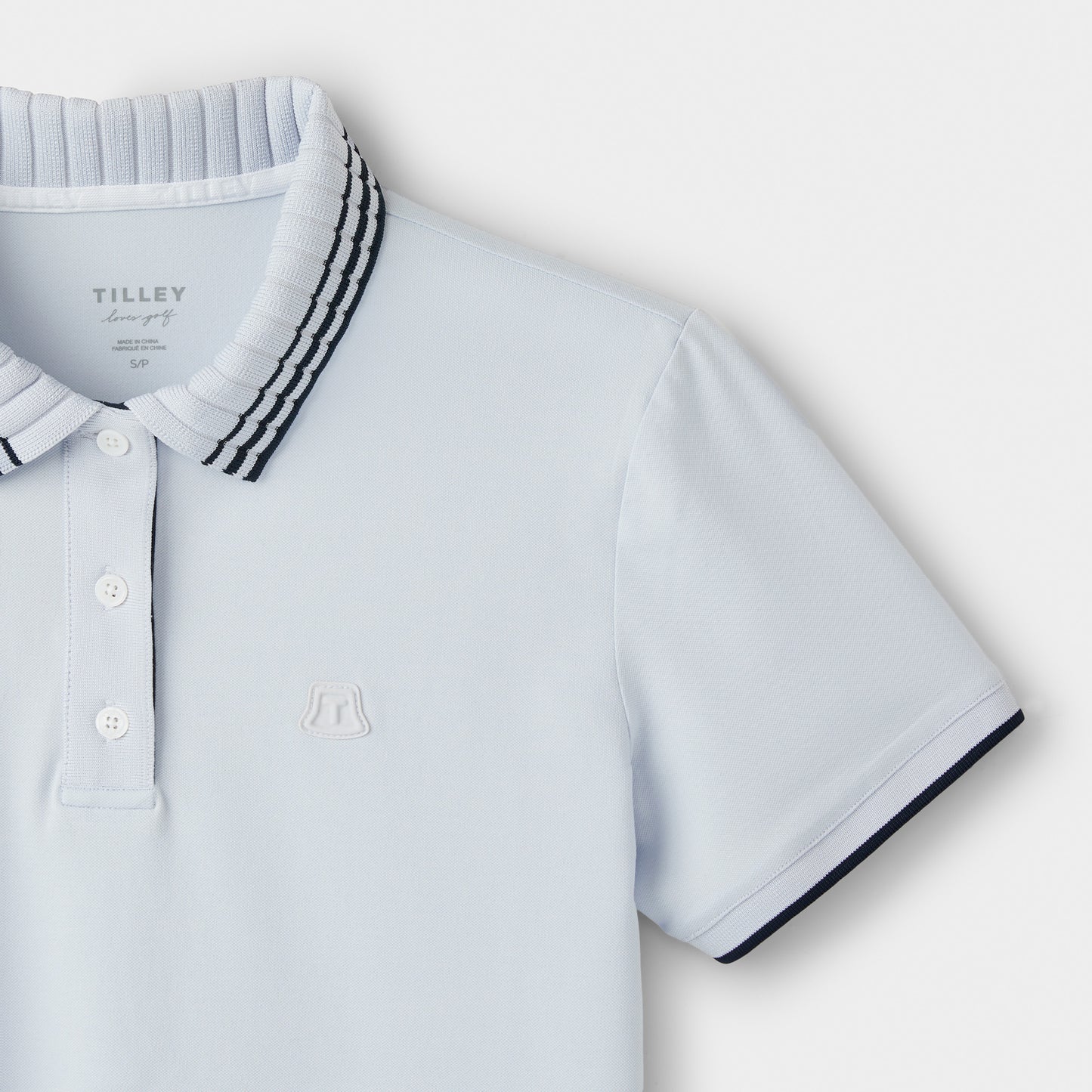 Pleated Collar Polo - Light Blue