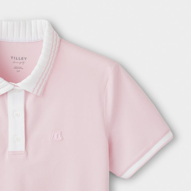 Pleated Collar Polo - Pink