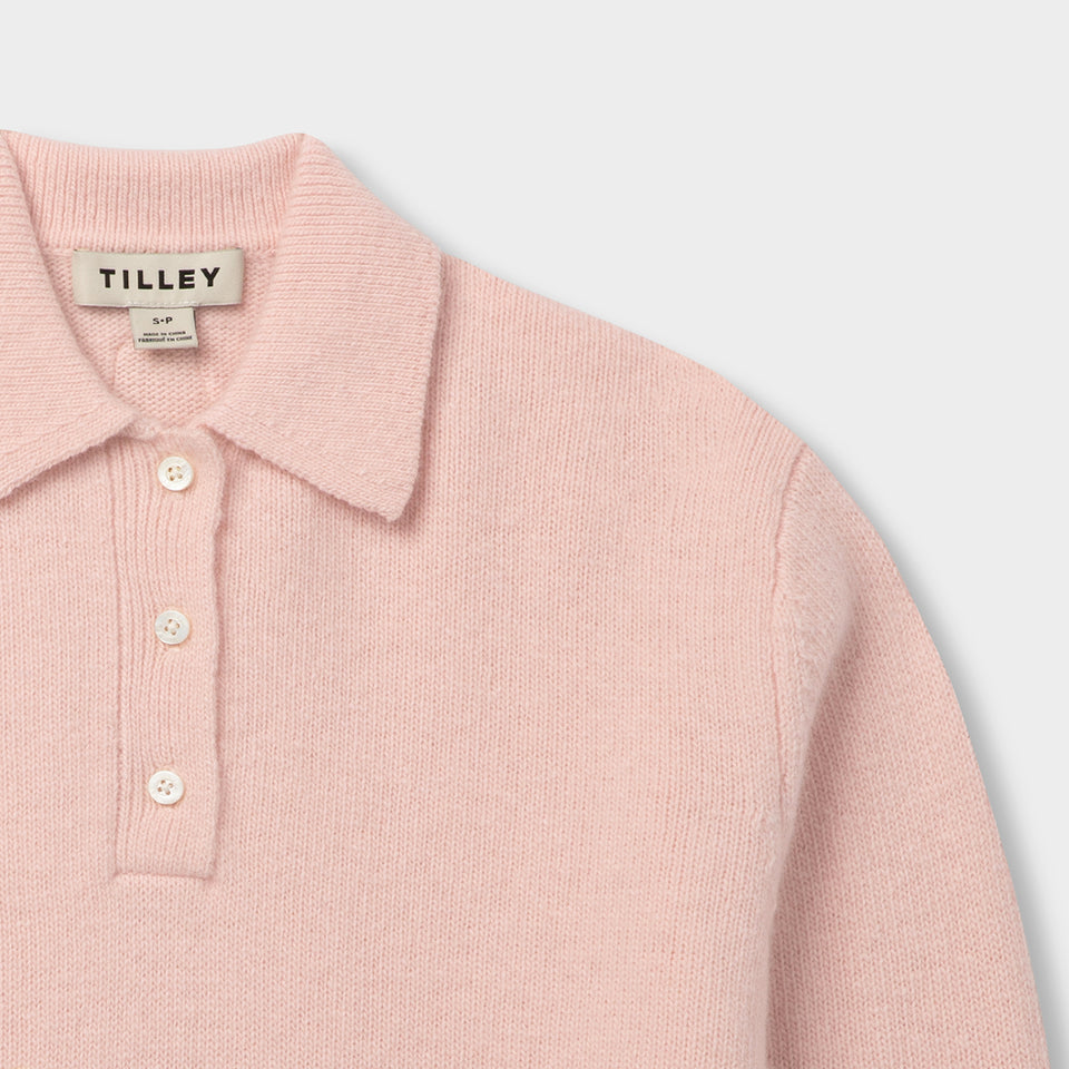 Merino Cashmere Polo - Light Pink