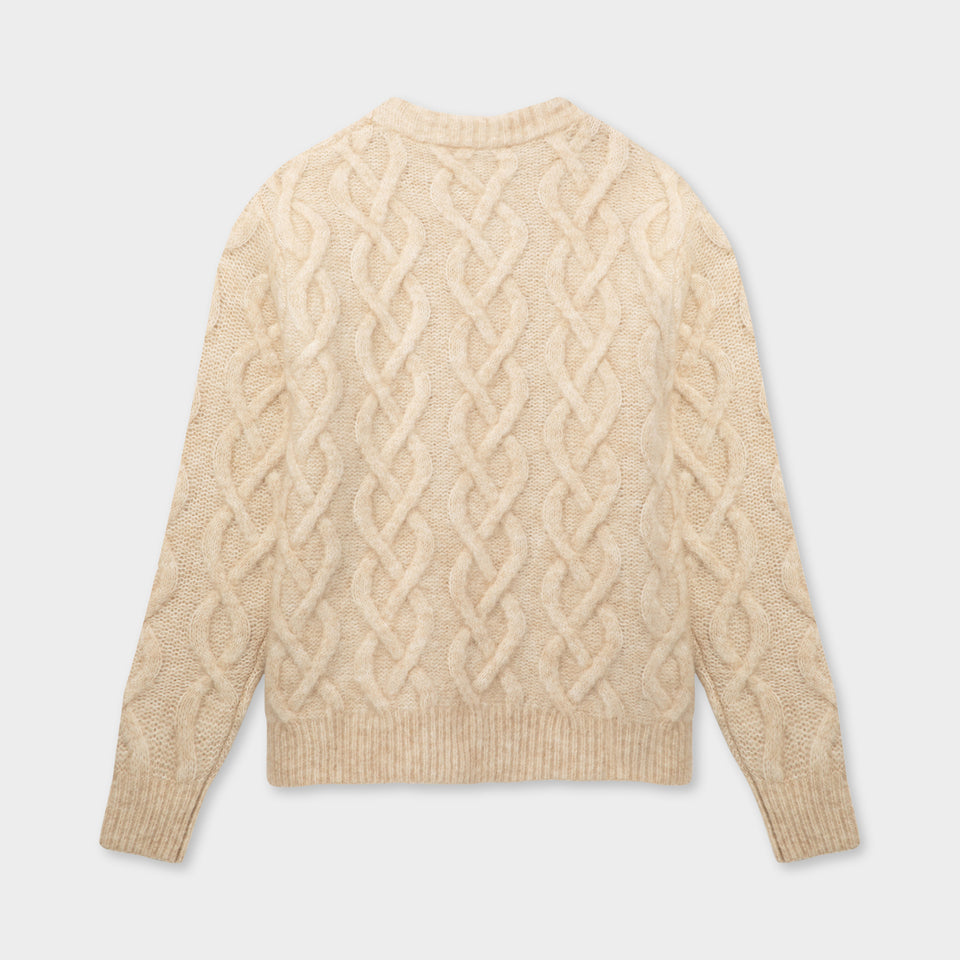 Mohair Cable Crew - Natural