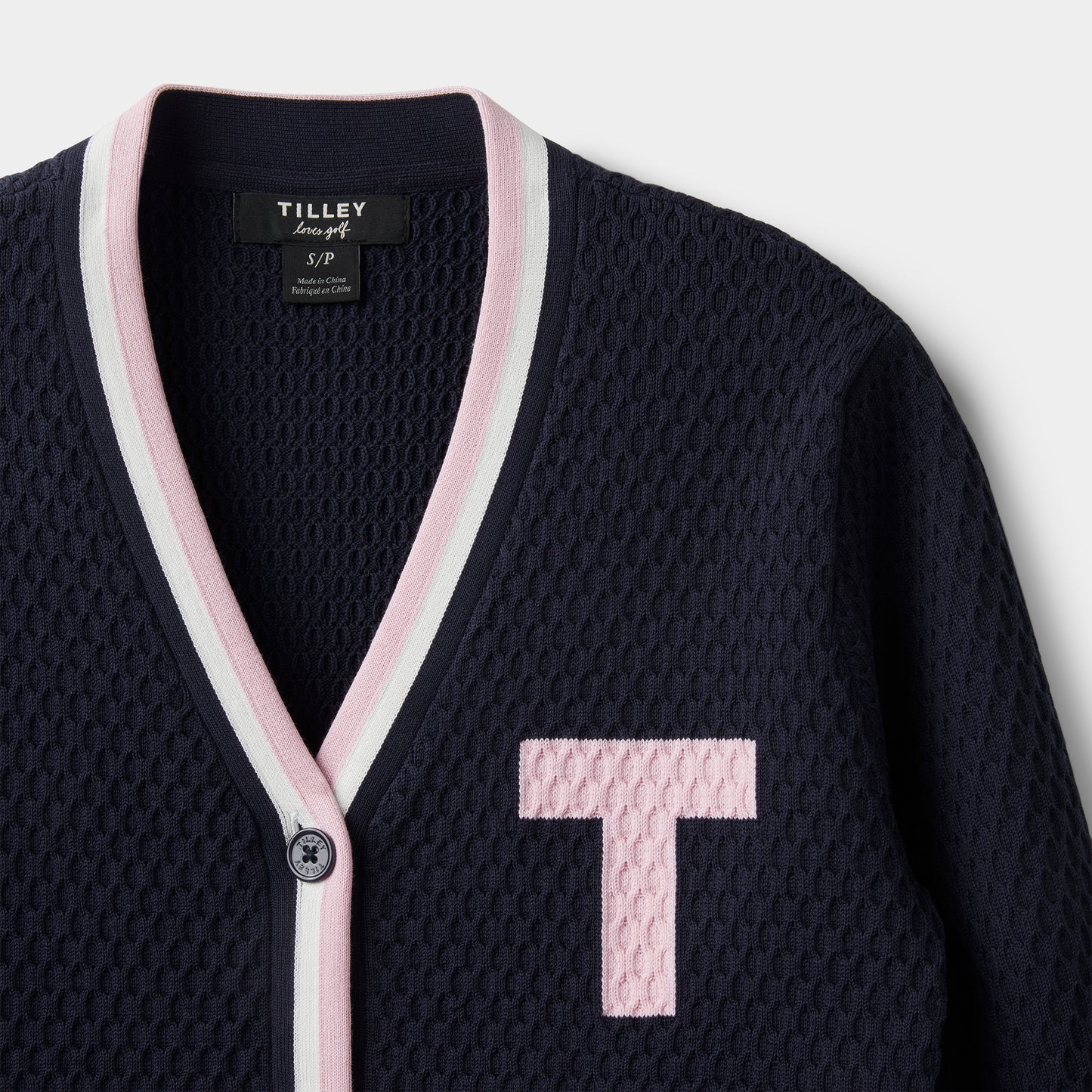 Contrast Bar Stripe Cardigan - Navy