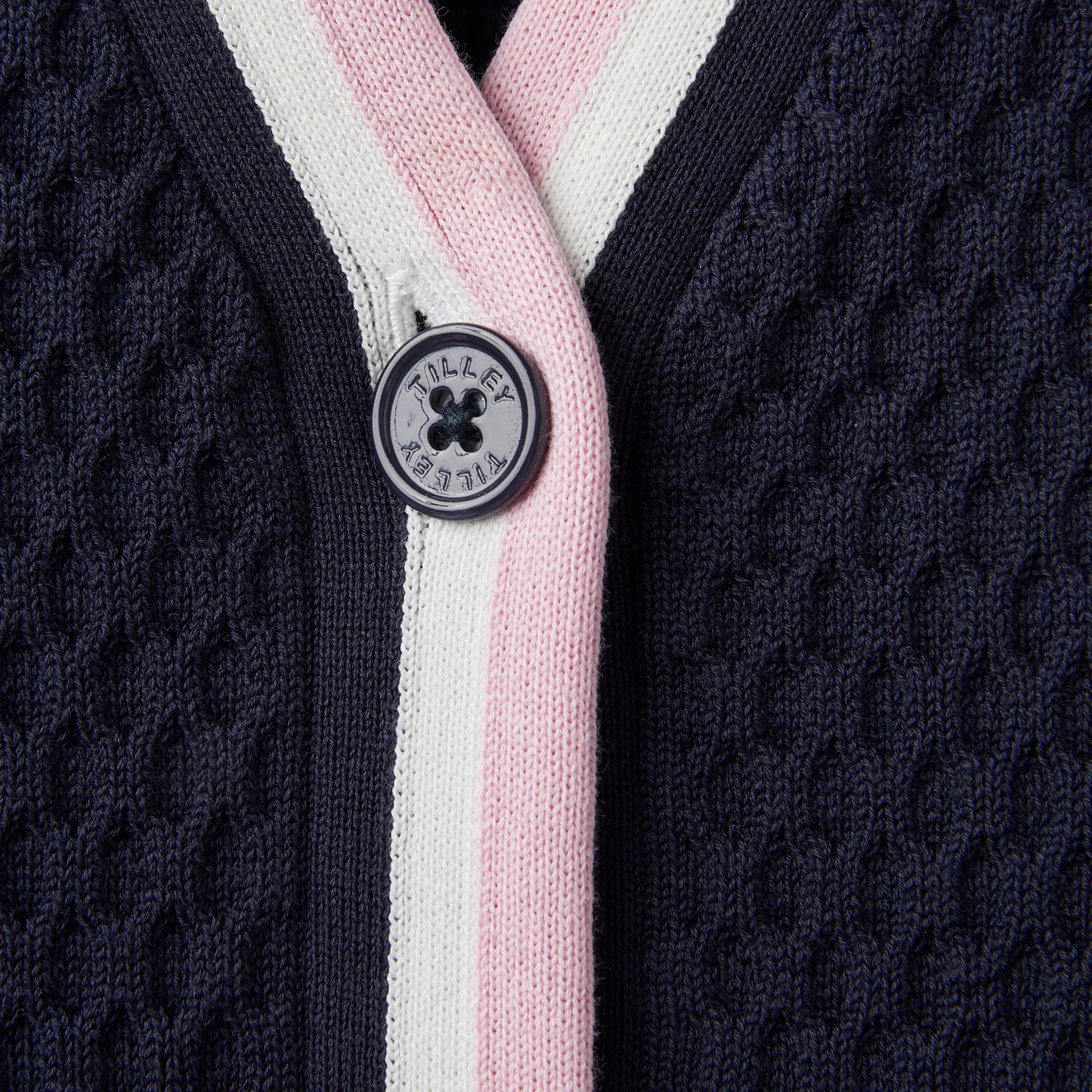 Contrast Bar Stripe Cardigan - Navy
