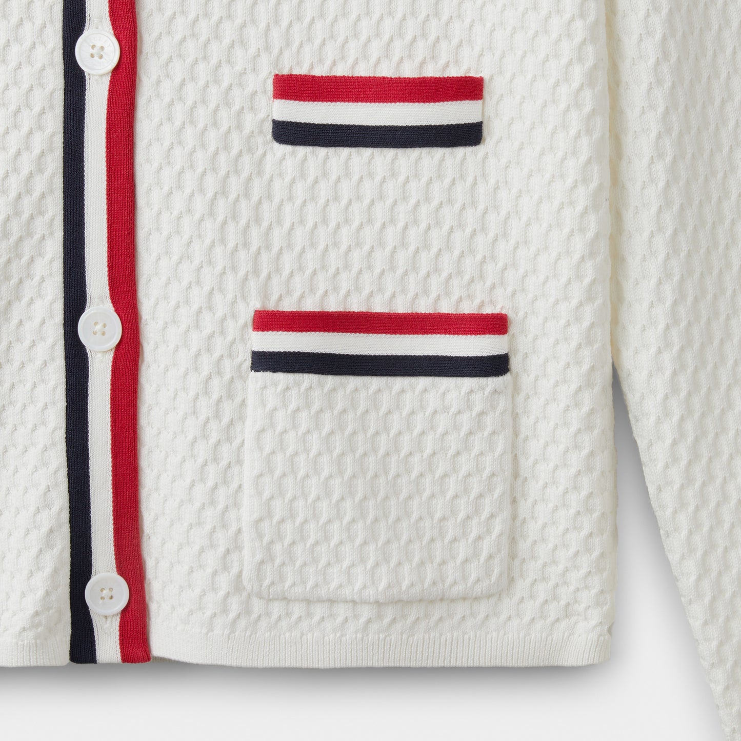 Contrast Bar Stripe Cardigan - White