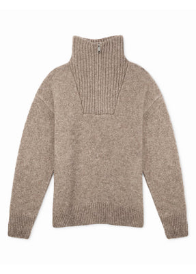 Yak 1/4 Zip Sweater - Brown