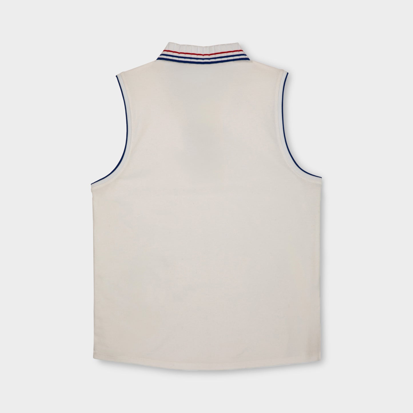 Sleeveless Pique Polo - White/Red