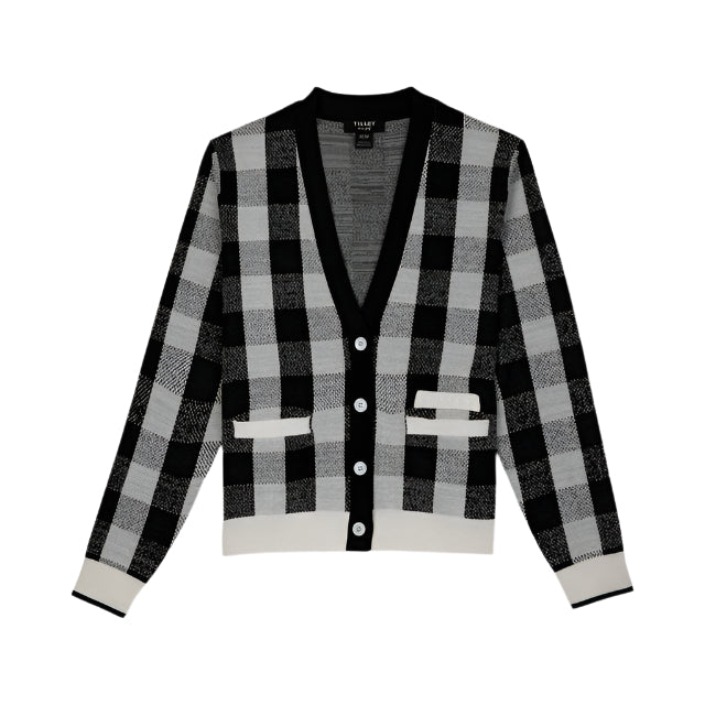 Gingham Cardigan - Black