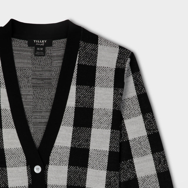Gingham Cardigan - Black