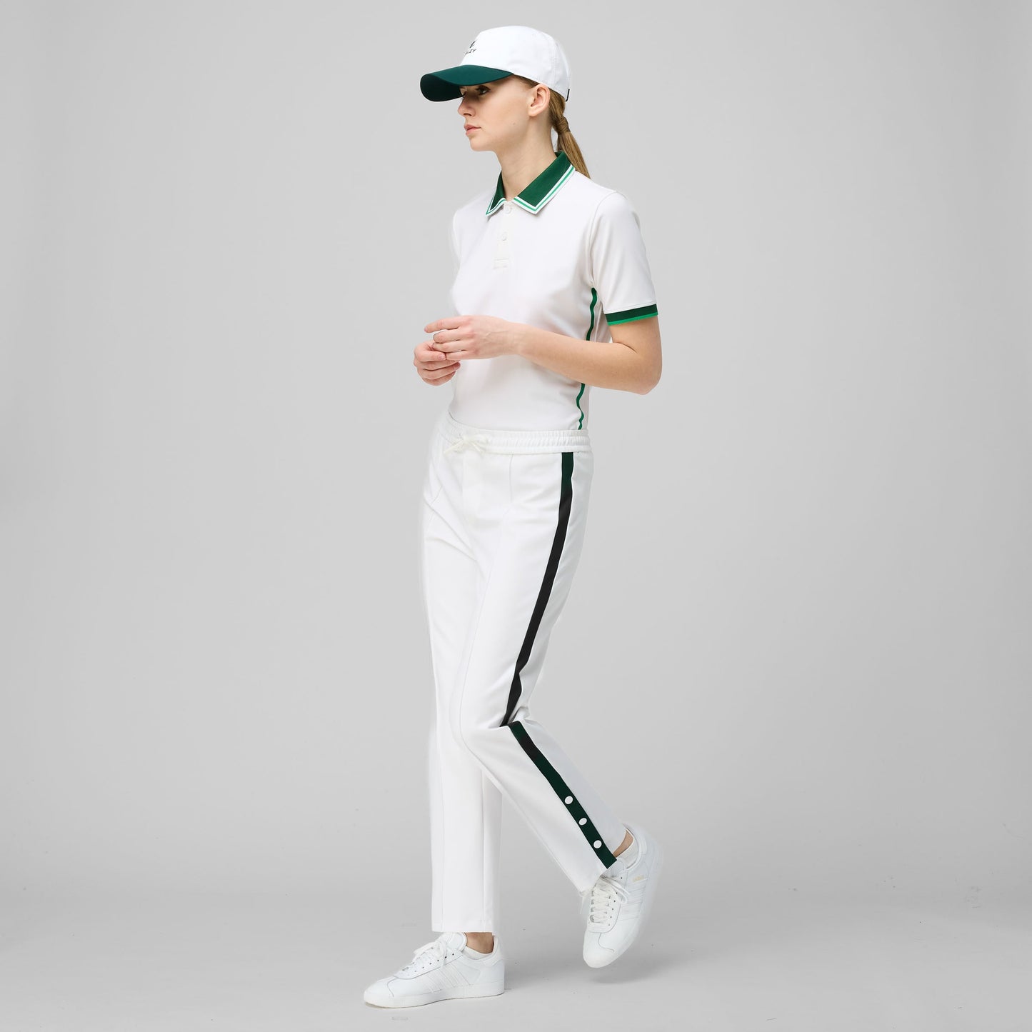 Striped Sport Pant - White/Pine Green
