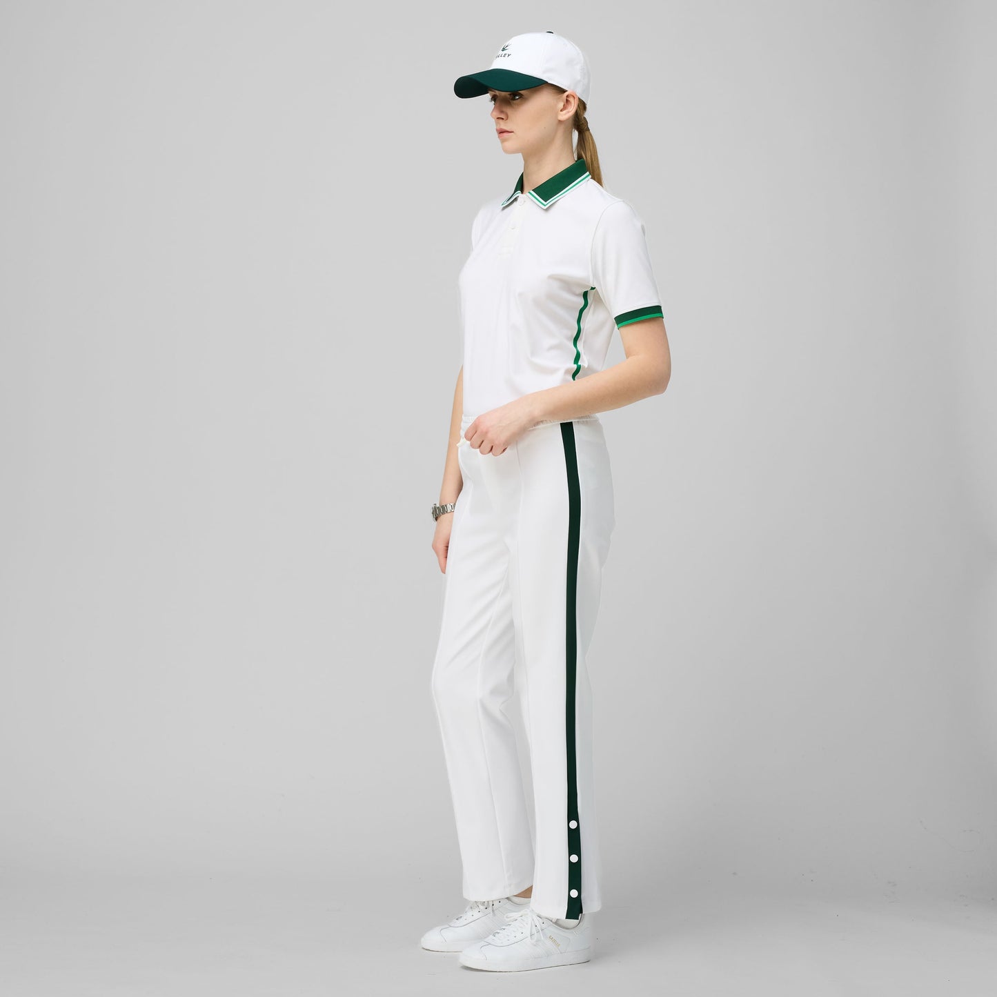 Striped Sport Pant - White/Pine Green