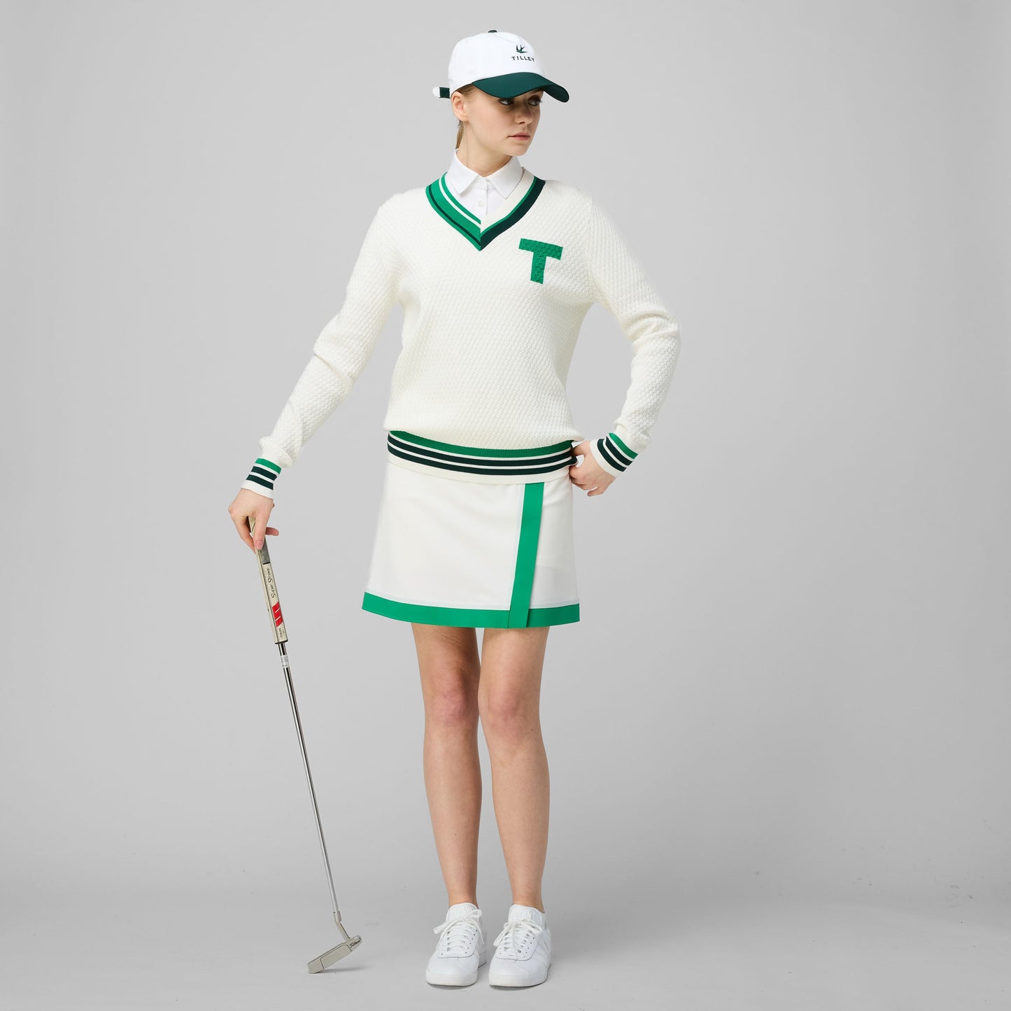 Contrast Sport Skirt - White/Sport Green