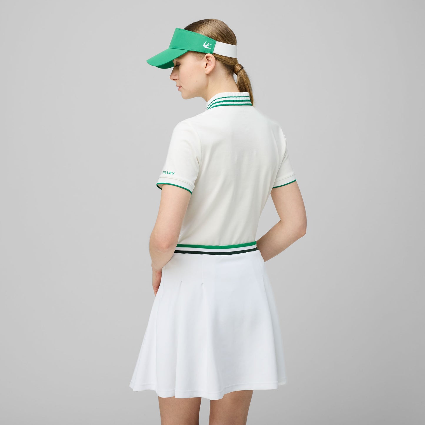Striped Airloft Pleated Skirt - White/Sport Green