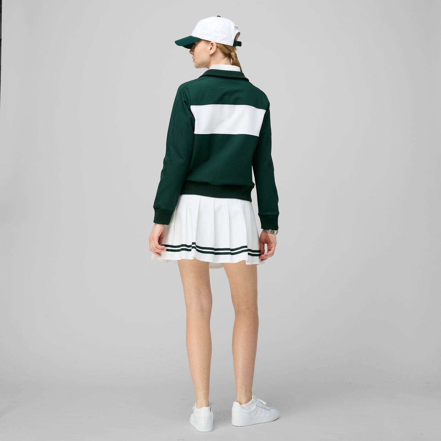 Ribbon Pleated Skirt - White/Pine