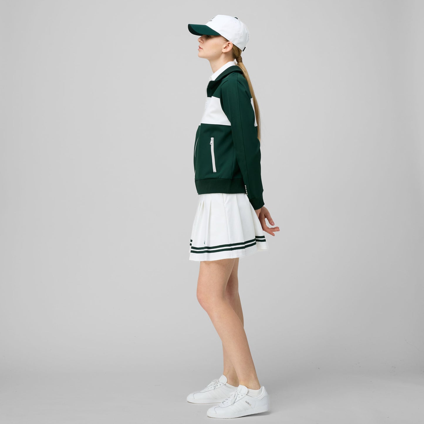 Ribbon Pleated Skirt - White/Pine