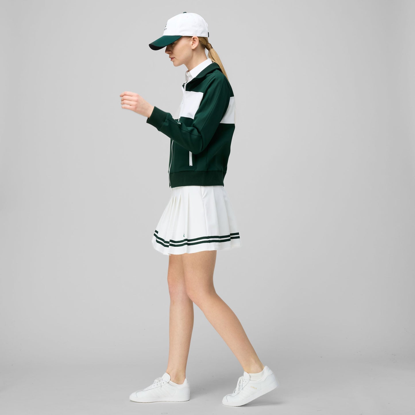 Ribbon Pleated Skirt - White/Pine