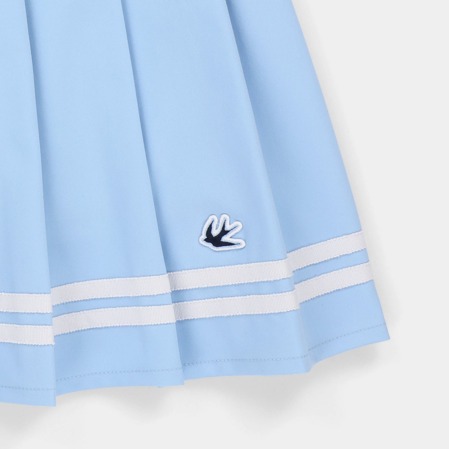 Ribbon Pleated Skirt - Powder Blue/White