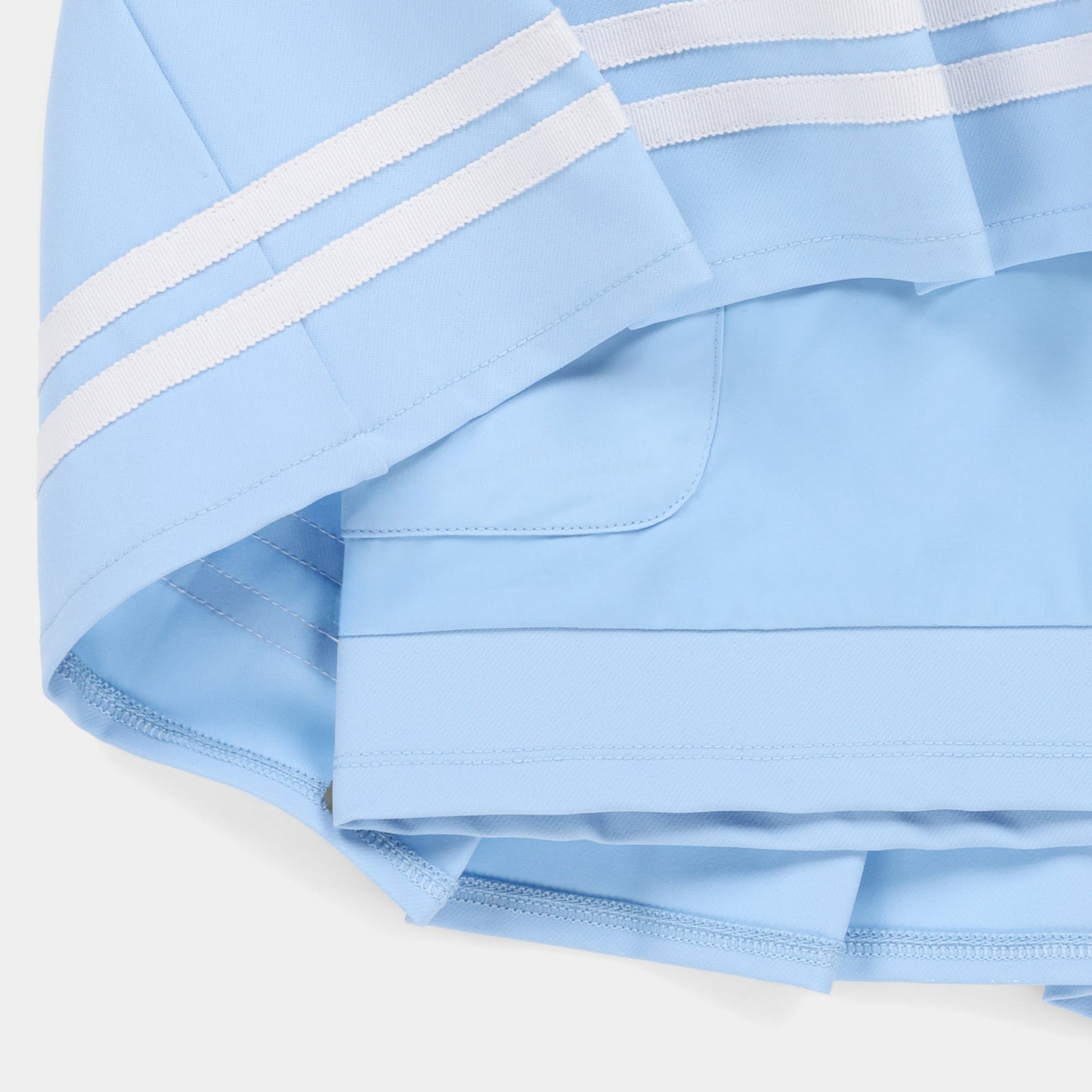 Ribbon Pleated Skirt - Powder Blue/White