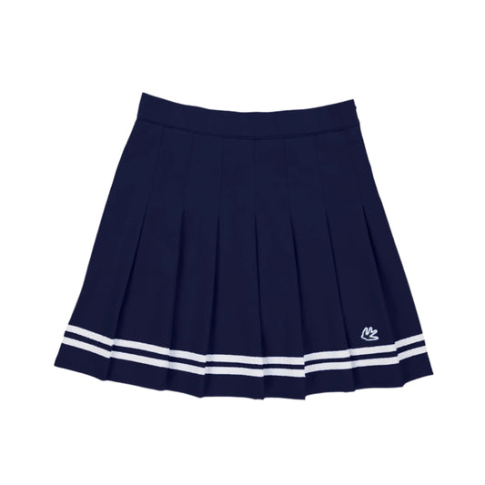 Ribbon Pleated Skirt - Navy/White